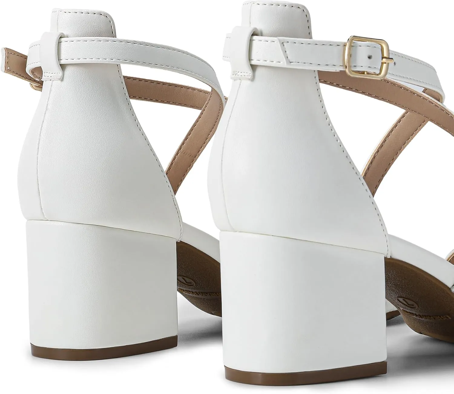 Women's Ankle Strap Low Chunky Heels Open Toe Blocked Strappy Sandals Dress Shoes for Wedding Bridal emanate regular blade favor characterization Party DREAM PAIRS 