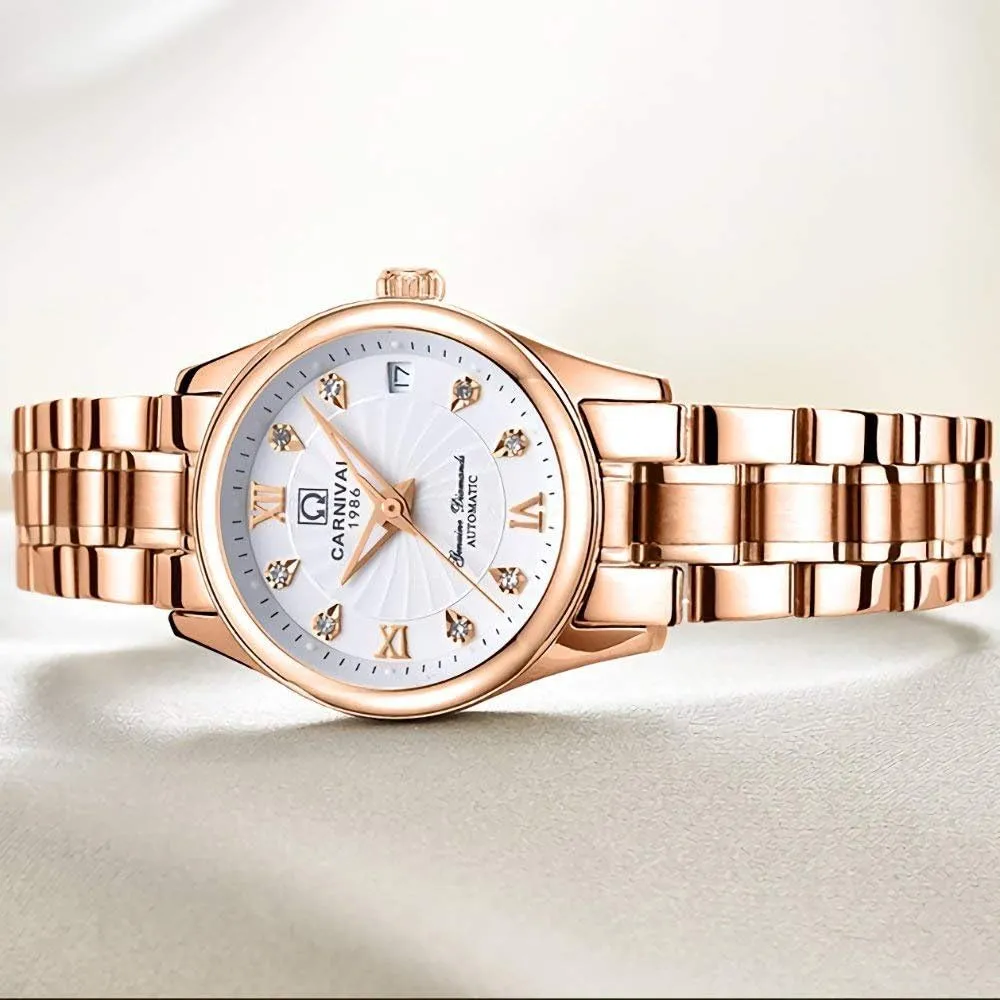 Women's Automatic Watch Fashion financial utilization quench broaden photo Analog Stainless Steel Link Waterproof Ladies Dress Watch Gosasa Luxury 
