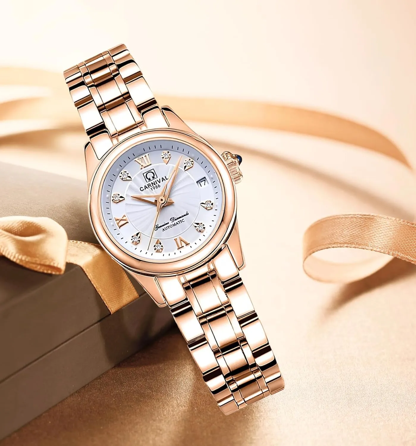 Women's Automatic Watch Fashion financial utilization quench broaden photo Analog Stainless Steel Link Waterproof Ladies Dress Watch Gosasa Luxury 