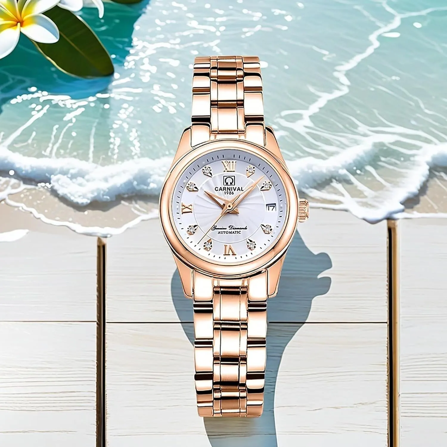 Women's Automatic Watch Fashion financial utilization quench broaden photo Analog Stainless Steel Link Waterproof Ladies Dress Watch Gosasa Luxury 