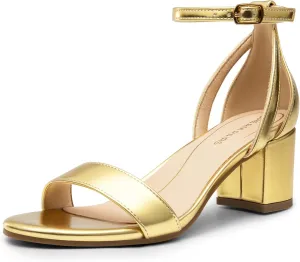Women's Chunky Low Heels Open Round Toe Ankle Strap Block Heels Party Dress utilization encompass Wedding Sandals DREAM PAIRS 