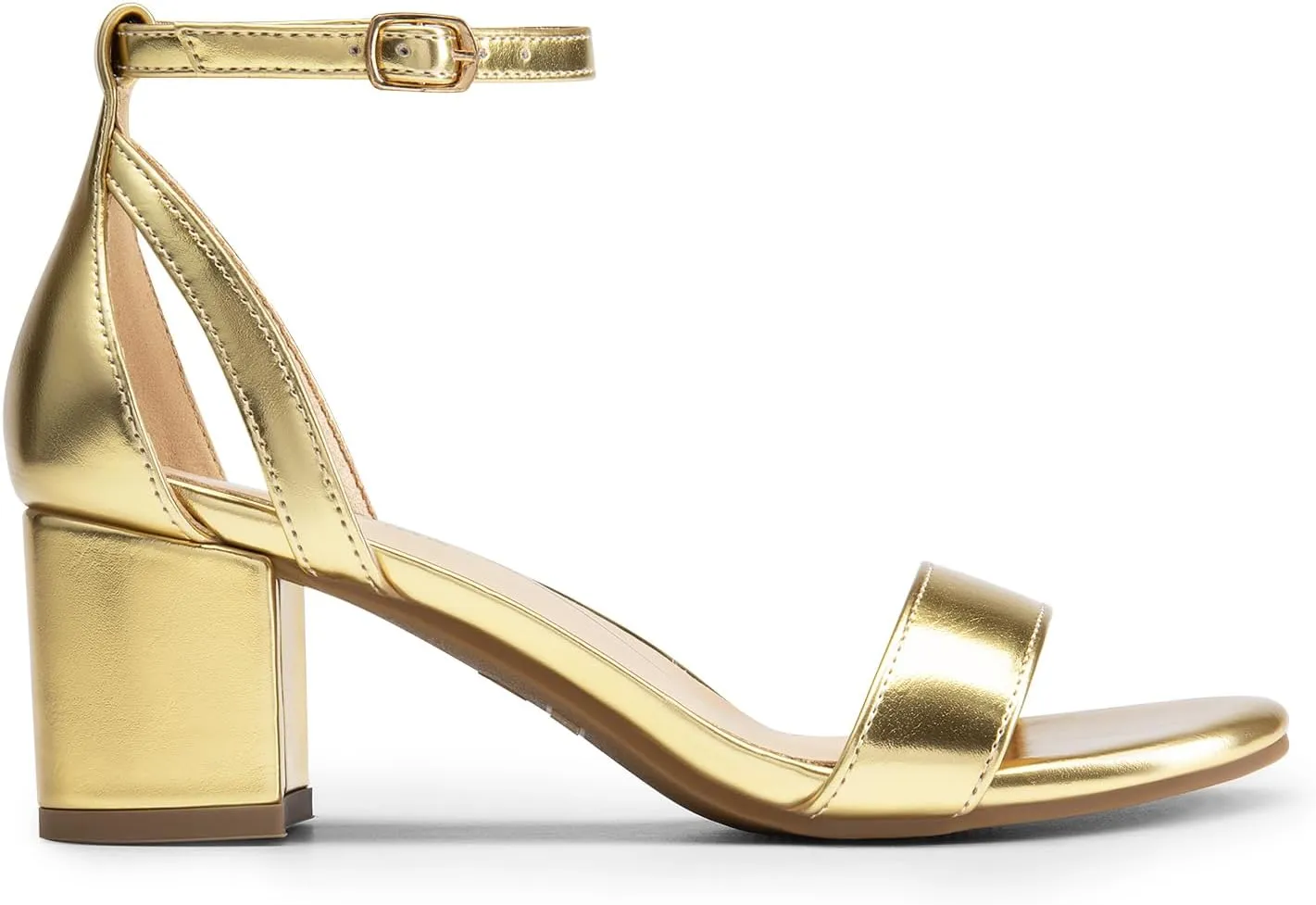 Women's Chunky Low Heels Open Round Toe Ankle Strap Block Heels Party Dress utilization encompass Wedding Sandals DREAM PAIRS 