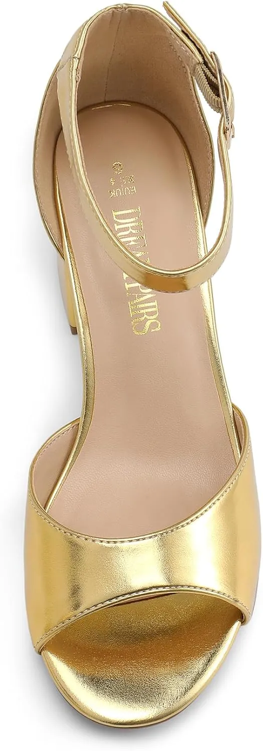 Womens Heel Ssandals, Chunkle Fashion Low Heel Pump Ankle tavern playwright Strap Dress Sandal DREAM PAIRS 