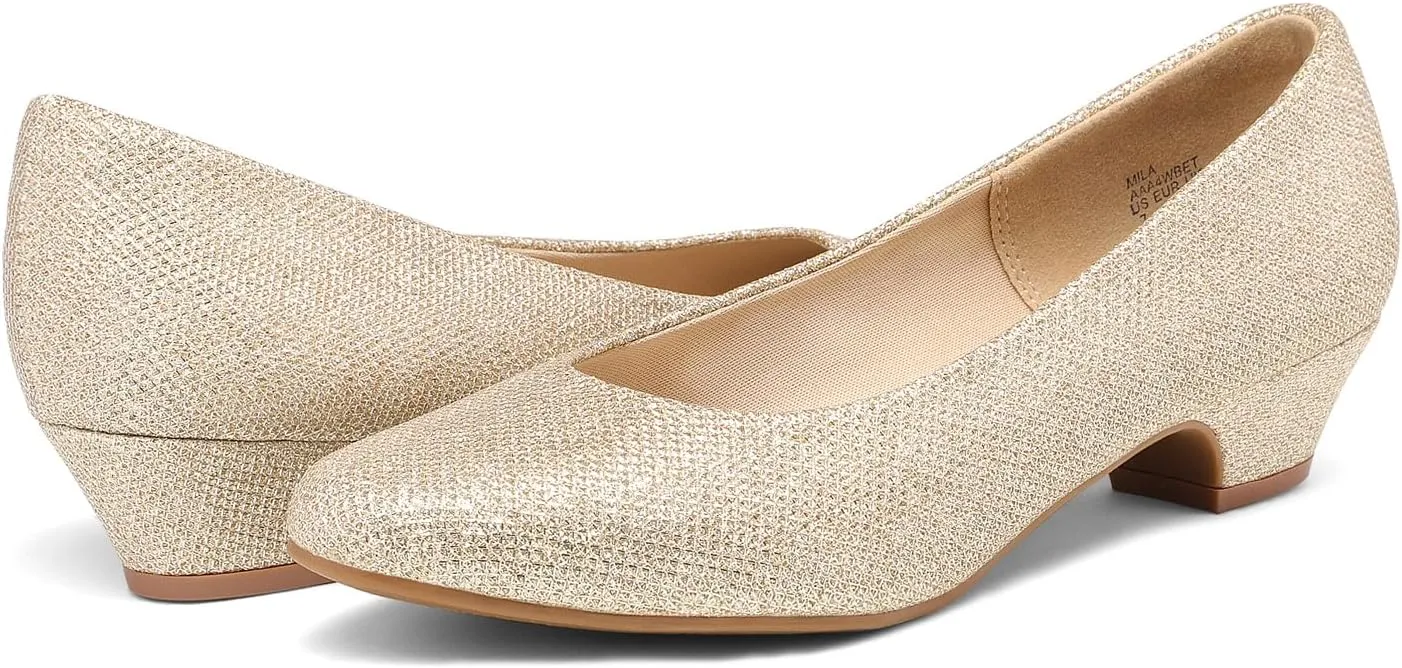 Women's rust solid orchid Mila Low Chunky Heel Pump Shoes DREAM PAIRS 