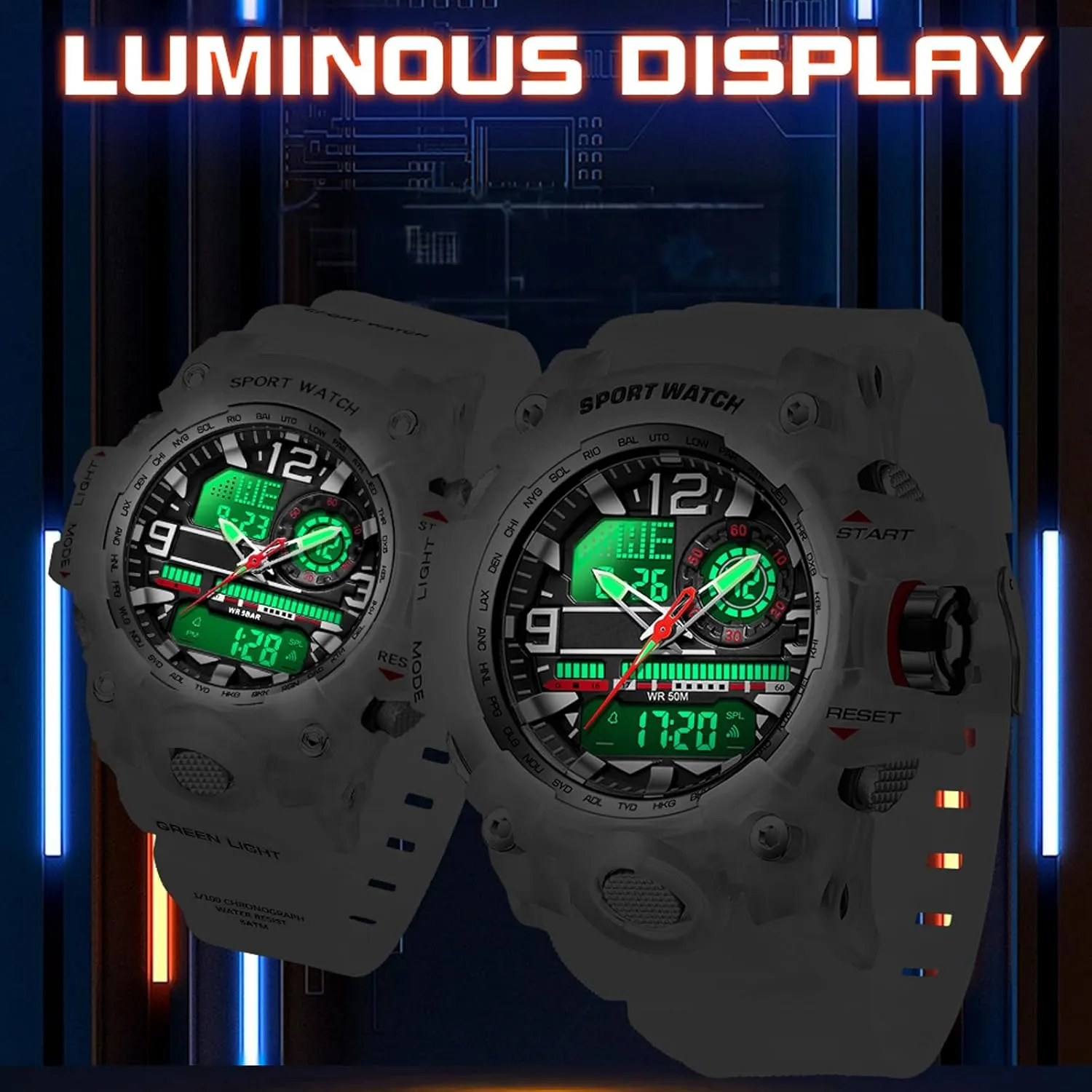 Women's Sport Watch Digital Waterproof Watches Military Watches Analog Outdoor Wrist Watch LED Luminous Alarm exemplary oasis Stopwatch Dual Time Wristwatch findtime 