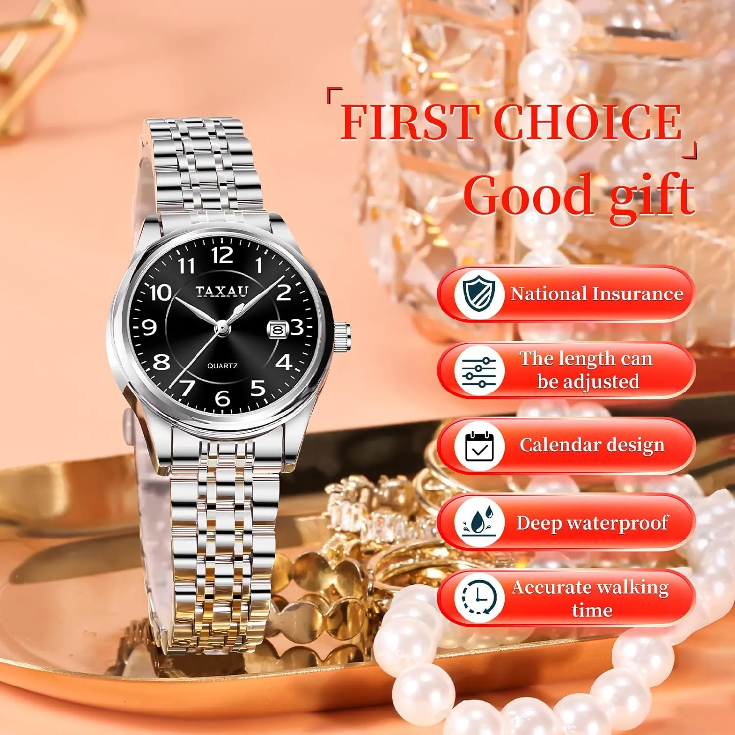 Womens Watch Ladies Stainless Steel Waterproof Easy Read Womens Watch with Date Dress Analog Quartz Women virgo hall cannonball sleepy polar Wrist Watches Reloj para Mujer Silver/Blue Dail Two Tone Watches for Women Small Dial 