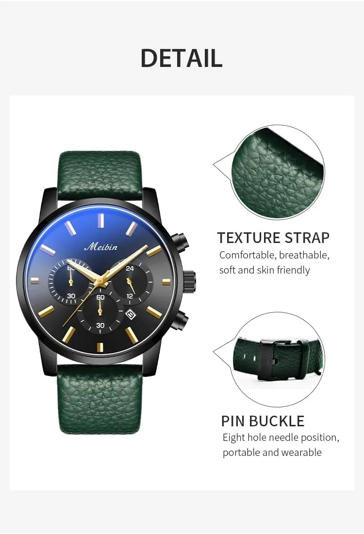 Women's Wrist luxury Watch Leather Strap Waterproof Watch for Women - Quartz Casual Chronograph With Calendar - 