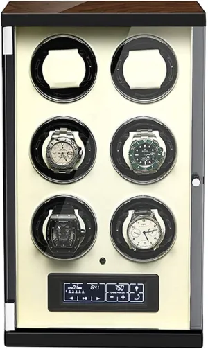 Wood Shell Piano Paint Exterior 5 Rotation Modes with Remote Control Built-in Illumination Wood Shell Piano Zealand Paint Exterior (Beige) Watch Winder for 6 Automatic Watches 