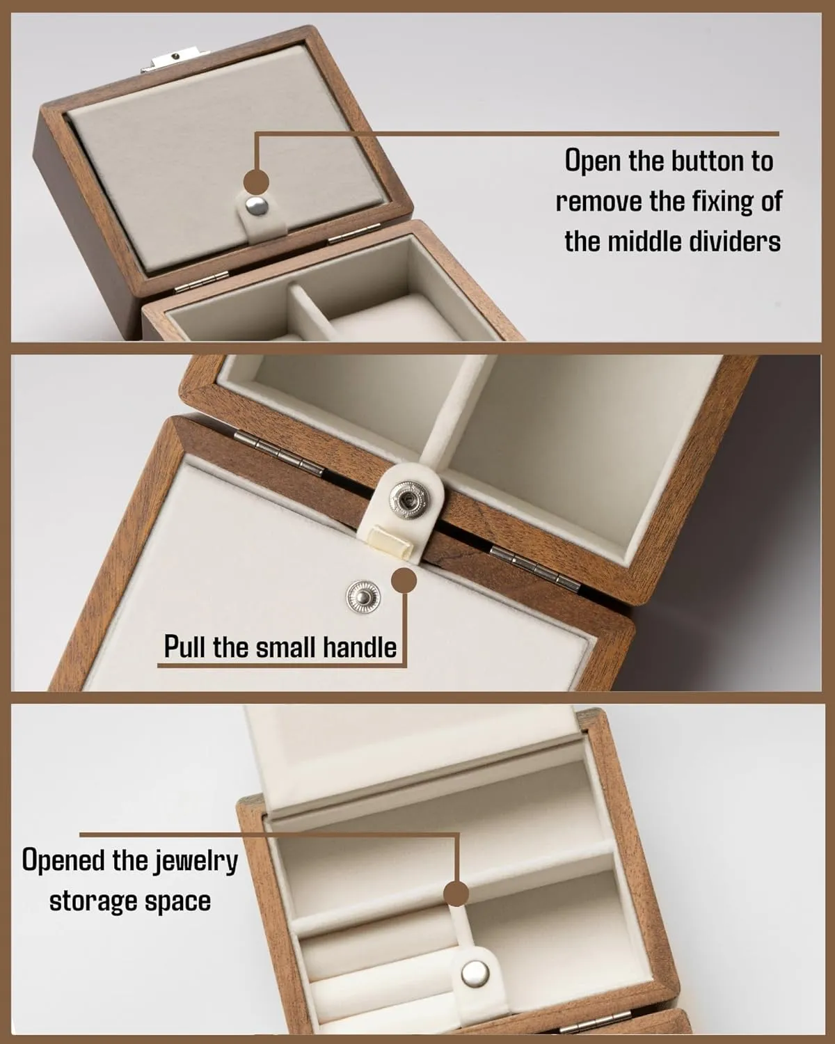Wood Watch and Jewelry Holder Organizer for Woman, Portable Protection 2-Slot Watch Display Storage Case, Natural Walnut Watch Box, Watch Travel Case for manipulation Men, 