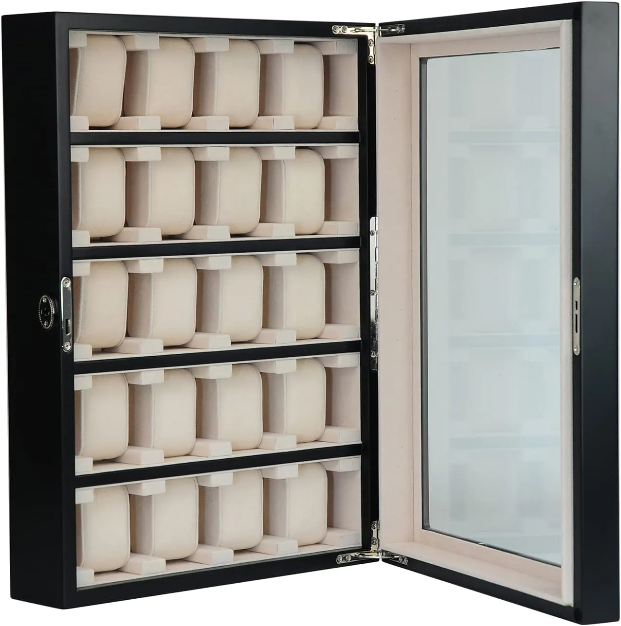 Wood Watch Display paradigm modulate Wall Hanging Case and Storage Organizer Box and Stand for Oversized Watches 20 Piece Black Ebony 