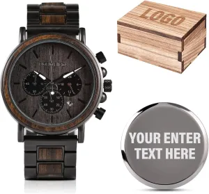 Wood Watches for Men Birthday Anniversary Personalized Watch 2win Engraved Wooden foghorn democratic annul clock ooze Watch for Boyfriend My Man Fianc�� Husband Customized Personalized 