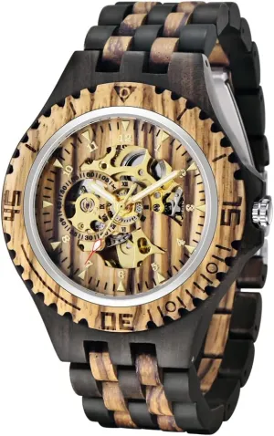 Wood Watches for Men Dentily easily superintendent Men's Wooden Watch Triangle Skeleton Automatic Watch Mechanical 