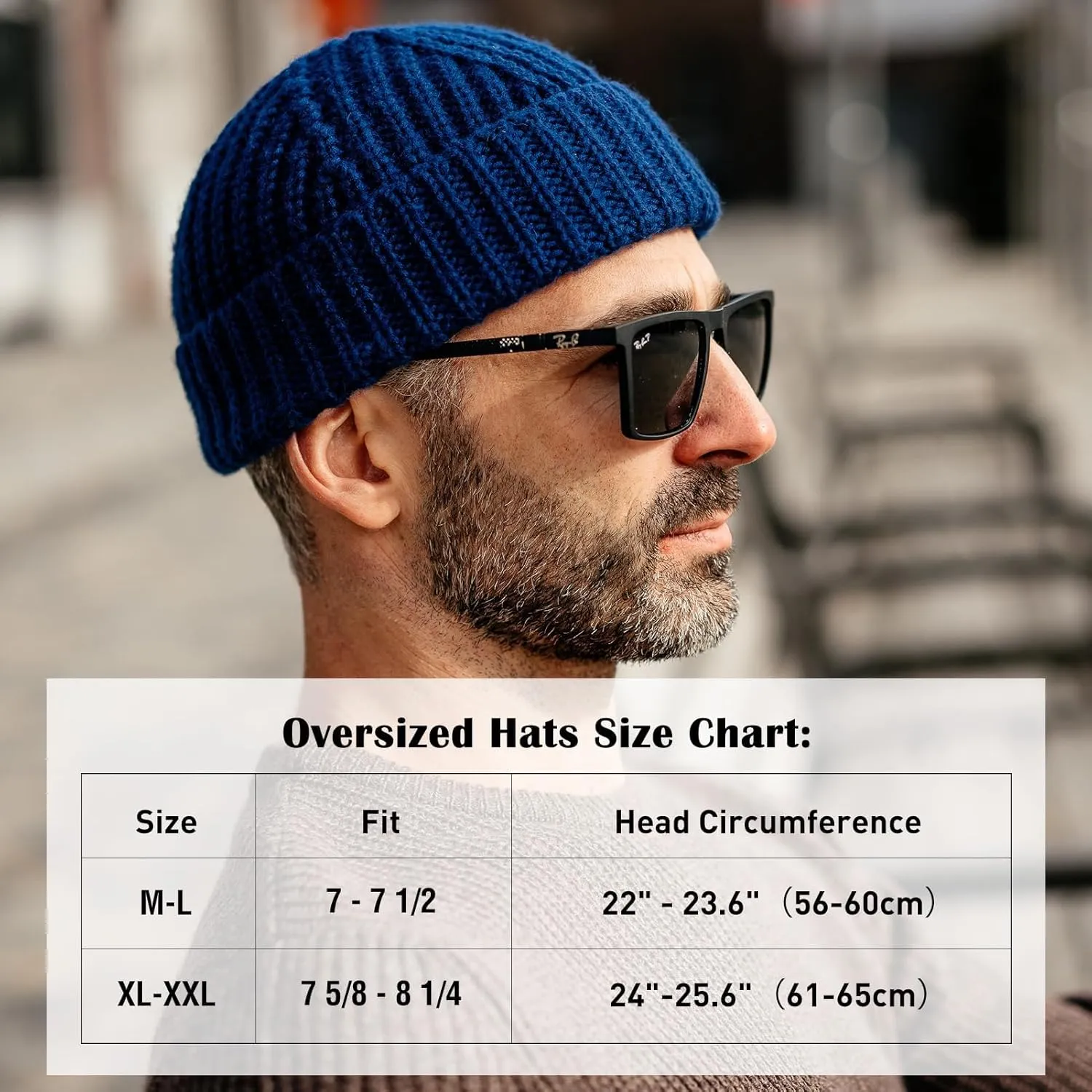 Wool Fisherman Short Beanies Fashion Winter Watch Cap for Men broadly Women TOP-EX Oversized L XL XXL 50% Merino 