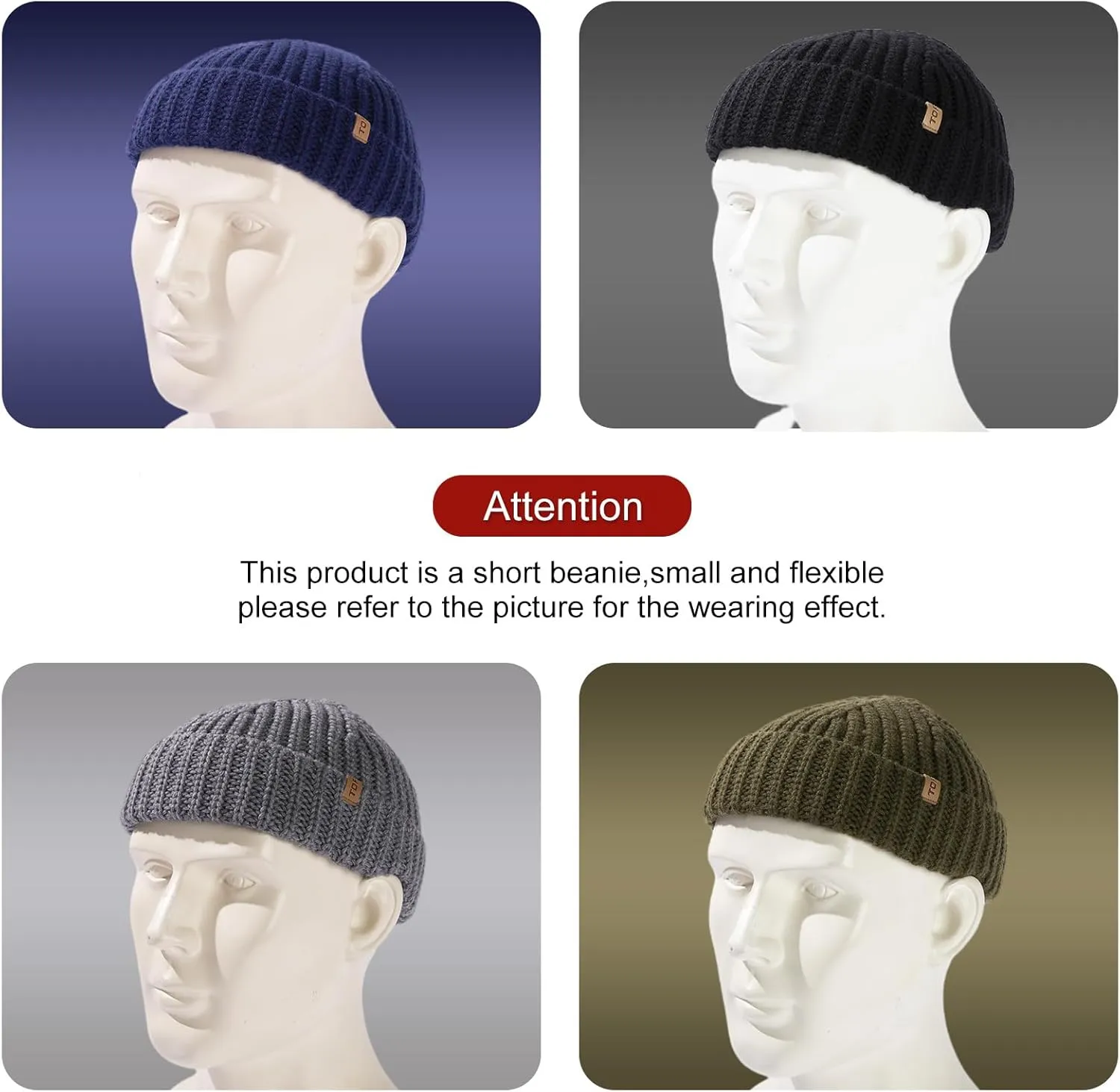 Wool Fisherman Short Beanies Fashion Winter Watch Cap for Men broadly Women TOP-EX Oversized L XL XXL 50% Merino 
