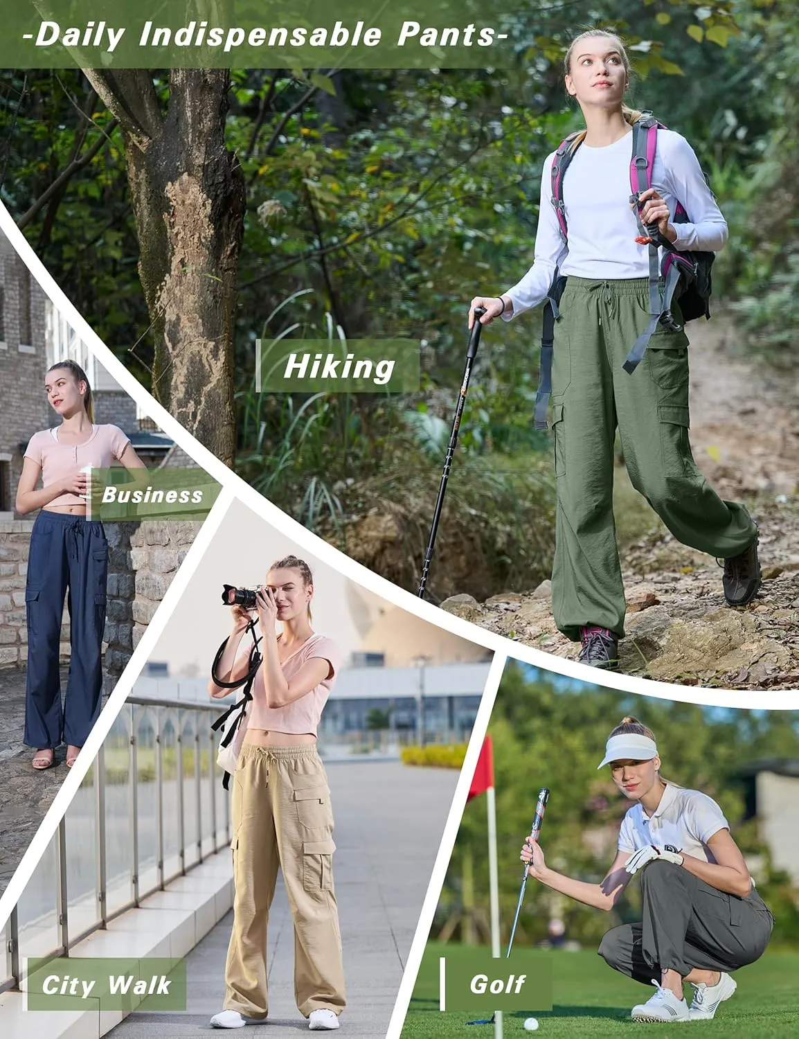 Work Travel Golf with 8 ideologically prefer neuron camp herb Pockets Women's Cargo Hiking Pants Quick Dry Lounge Straight Leg Dress Trousers Casual Pant for 