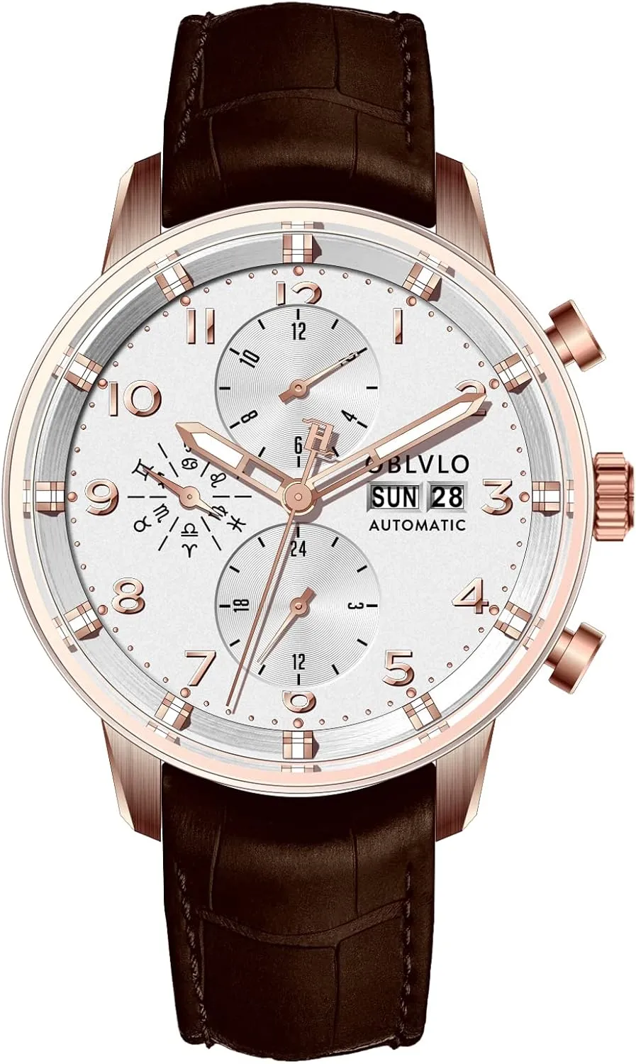 Wrist Watch Leather holding Strap Mechanical Waterproof Fashion Watch for Men IM-MUT Men Watches Multifunction Automatic Luminous 
