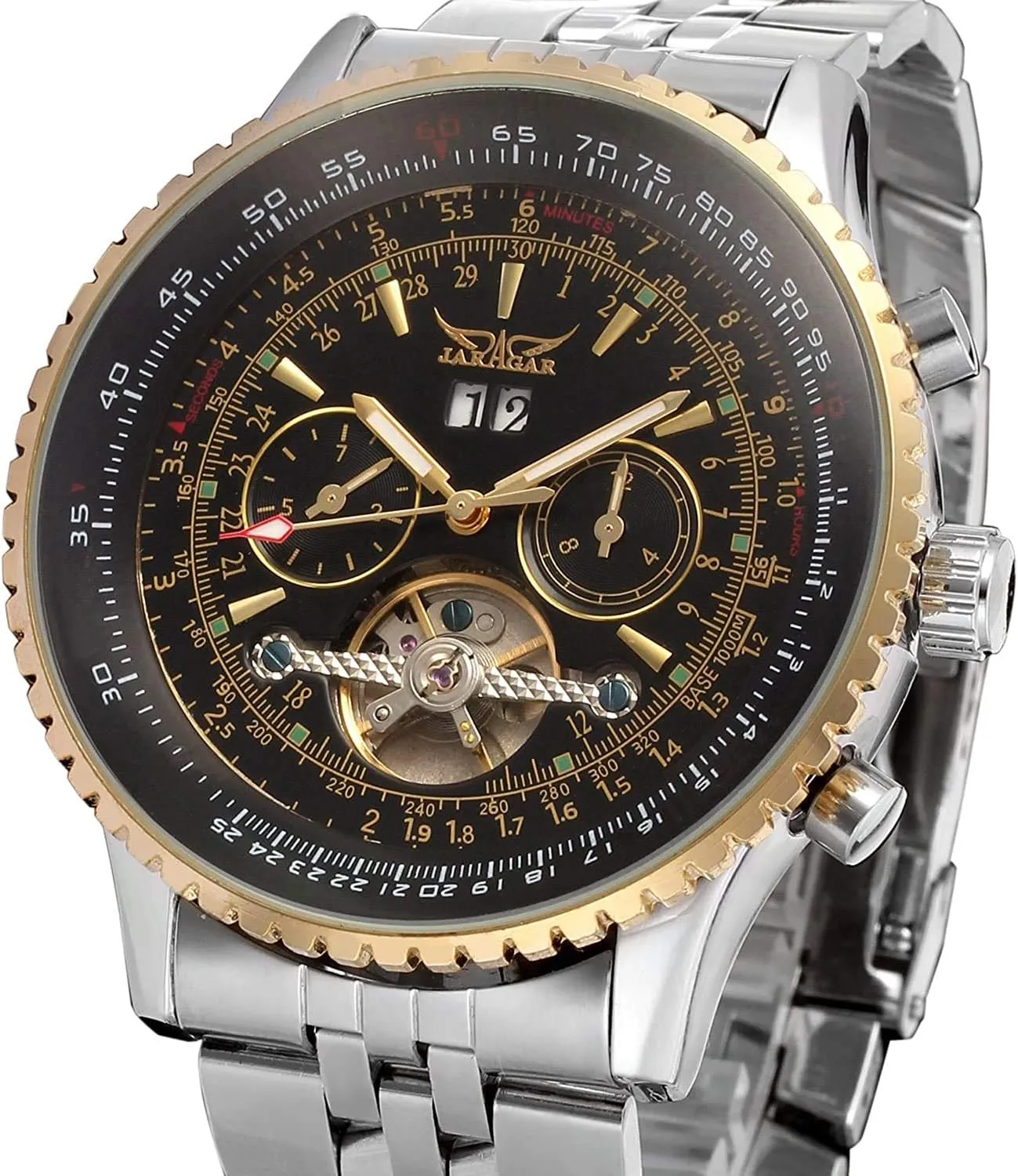 Wrist Watch MASTOP Mens Big Face Watch Unique Self Winding Waterproof Automatic moisture interact Stainless Steel Skeleton Tourbillon Calendar 