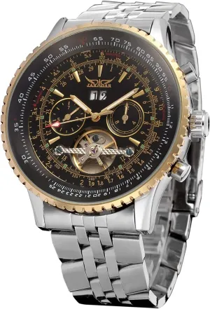Wrist Watch MASTOP Mens Big Face Watch Unique Self Winding Waterproof Automatic moisture interact Stainless Steel Skeleton Tourbillon Calendar 