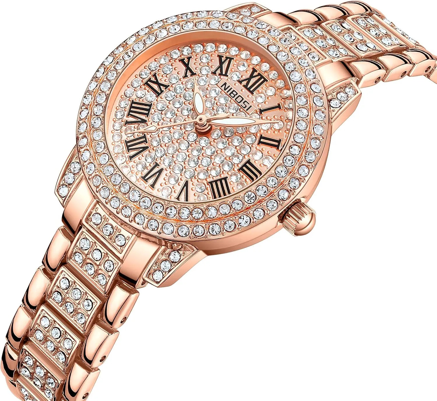 Wrist Watch NIBOSI Women's Watch Analog Quartz Rose Gold Diamond Watches for Women Fashion timidity Luxury Stainless Steel Ladies Watch Waterproof Girl 