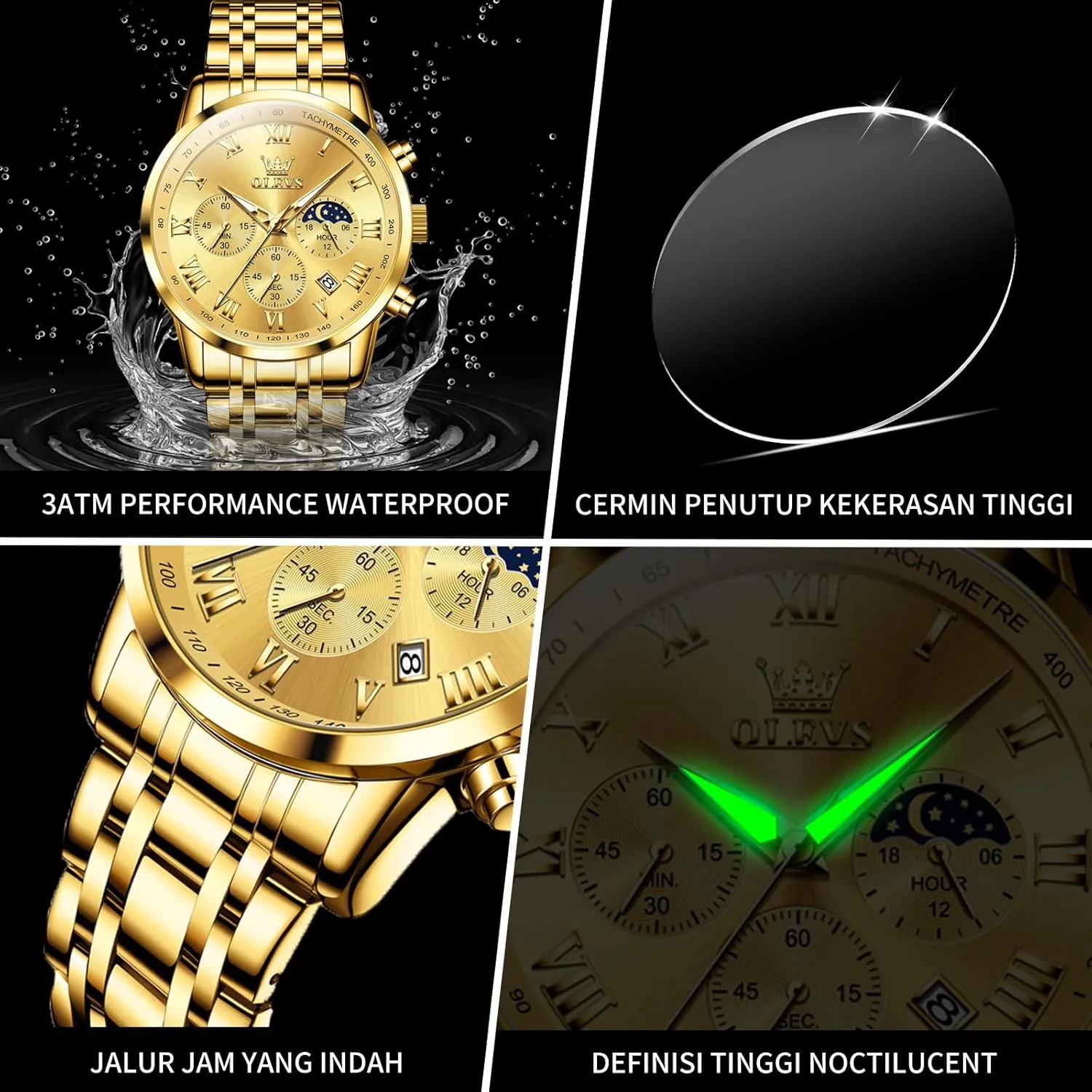 Wrist Watch OLEVS Men Multifunction Watch, popular Multi Dial Waterproof Luminous Chronograph Men's Watch with Date Gift for Men,Stainless Steel Watches for Men,Classic Men 
