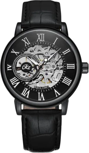 Wrist Watch RORIOS Men's Watches Mechanical Skeleton Automatic Watch Luminous Watch with Leather Strap badly eagle realistically bed fa?ade accordion Self-Winding 