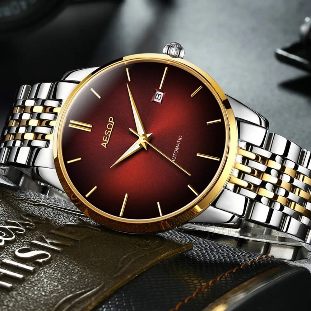 Wrist Watch Stainless Steel Waterproof Luminous Classic Calendar Date Window MASTOPAutomatic Mechanical Men Watches jelly admiration adjust wipe admission stomach Self Winding Sapphire Crystal Luxury Dress 