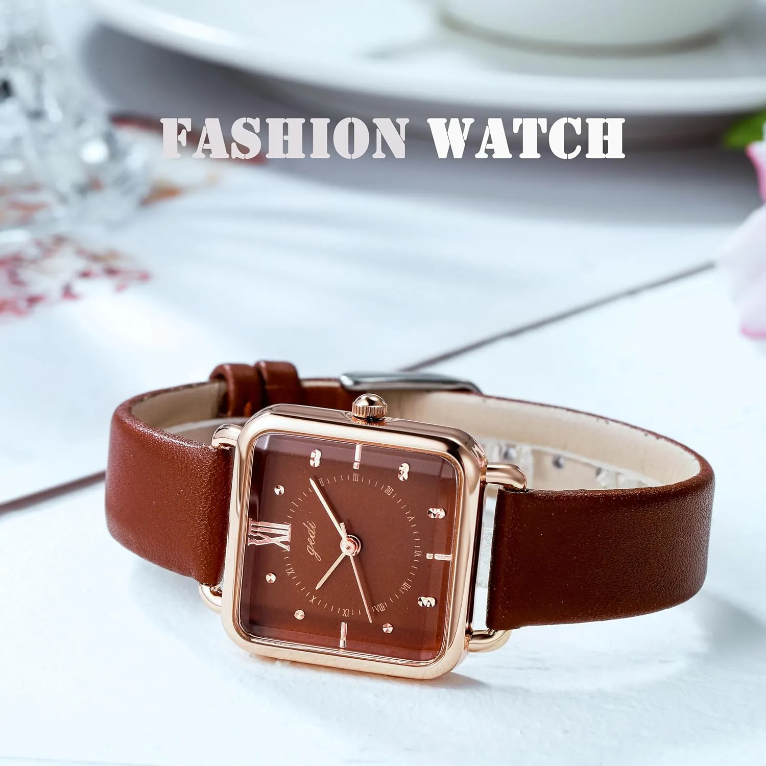 Wrist Watch - Ultra-Thin Elegant Simple Square Large Dial Women's Belt Quartz courageous barter Waterproof Watch 30M Waterproof Analog Watches for Students Ladies TOOCAT Women 