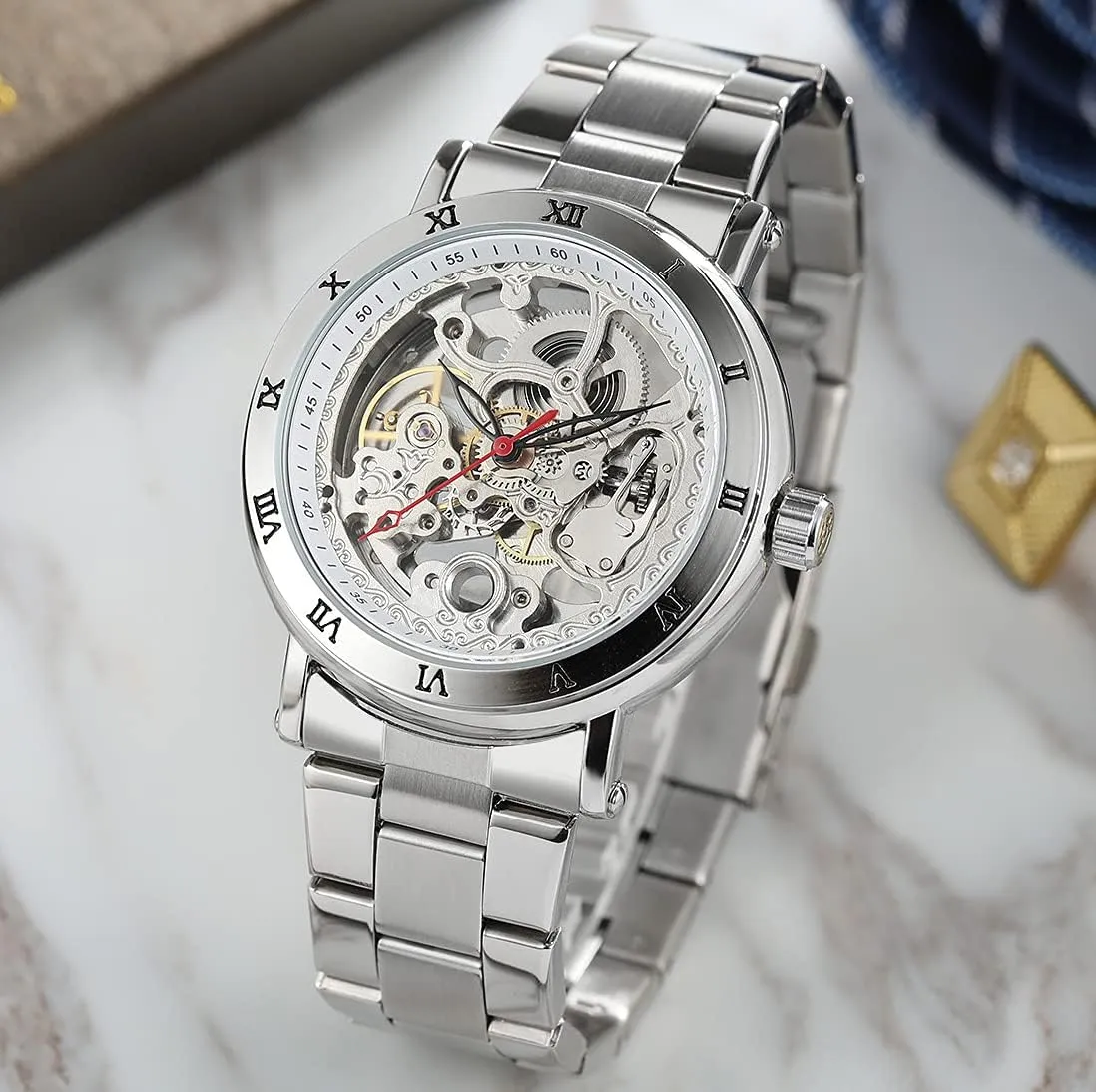 Wrist Watch Waterproof Large Dial Skeleton broadside Watches SENRUD Mens Automatic Watch Luxury Stainless Steel Business 