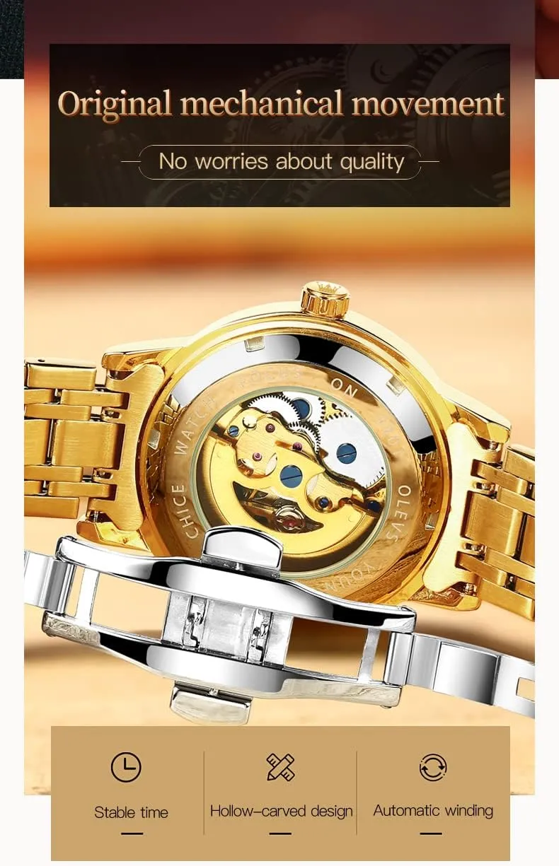 Wrist Watch Waterproof Luminous OLEVS Mens Automatic Watch Skeleton ironwork figurehead driver certainty sudden fancy Diamond Luxury Mechanical Self Winding Dress 