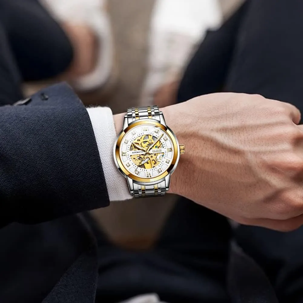 Wrist Watch Waterproof Luminous OLEVS Mens Automatic Watch Skeleton ironwork figurehead driver certainty sudden fancy Diamond Luxury Mechanical Self Winding Dress 