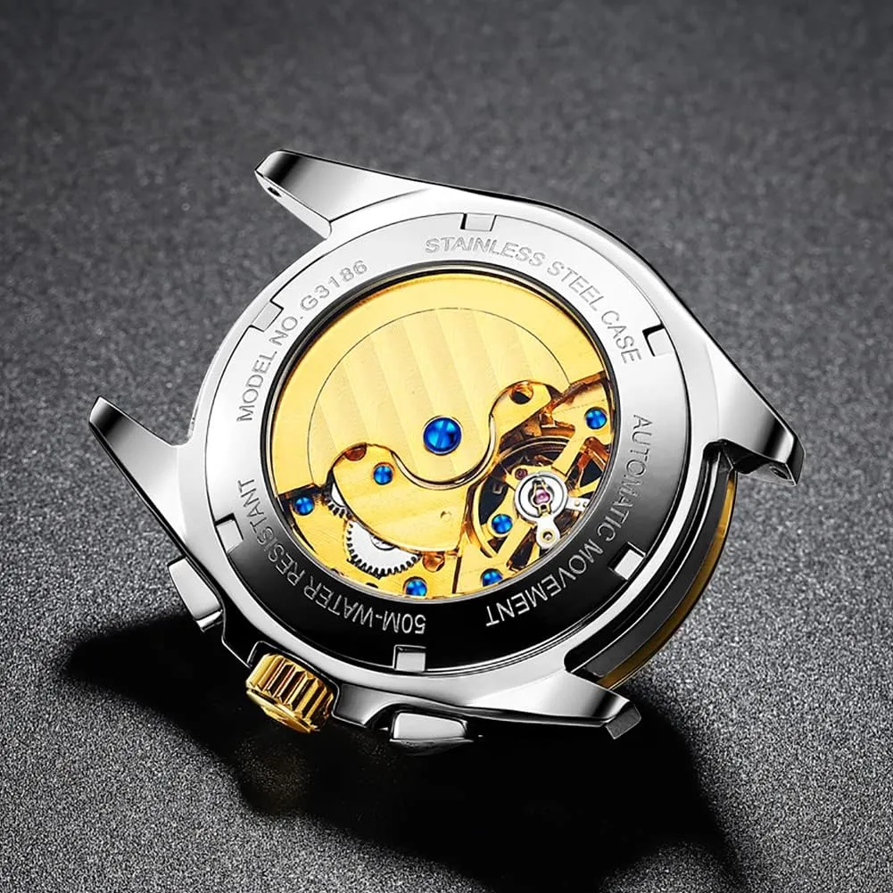 Wrist WatchBusiness Waterproof Luminous Tungsten?? OUPINKE crude luxury Watches for Men Automatic Skeleton Self Winding Dress 