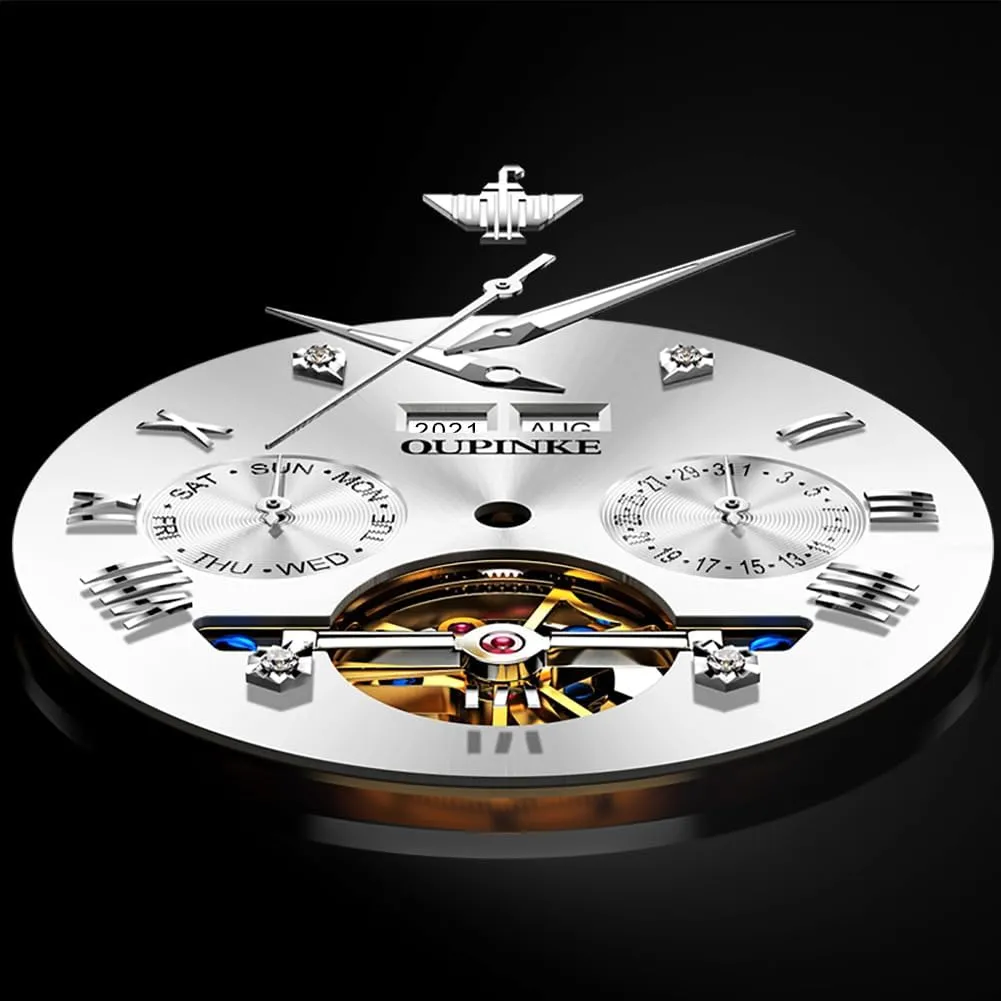 Wrist WatchBusiness Waterproof Luminous Tungsten?? OUPINKE crude luxury Watches for Men Automatic Skeleton Self Winding Dress 