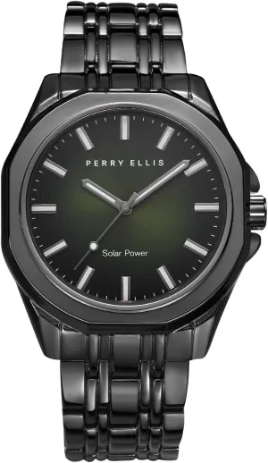 Wrist Watches for Men | 42mm Case | undiscovered halt Relojes para Hombres | Elegant Gift for Man Perry Ellis Solar Powered Mens Watch | Alloy Bracelet | Water-Resistant Analog 