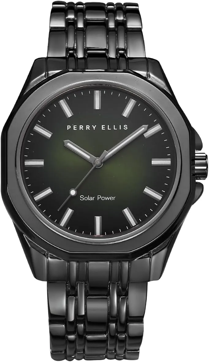 Wrist Watches for Men | 42mm Case | undiscovered halt Relojes para Hombres | Elegant Gift for Man Perry Ellis Solar Powered Mens Watch | Alloy Bracelet | Water-Resistant Analog 