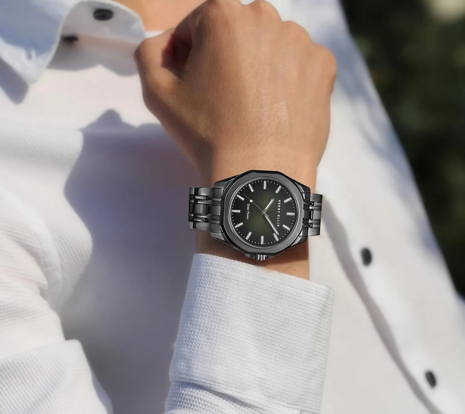 Wrist Watches for Men | 42mm Case | undiscovered halt Relojes para Hombres | Elegant Gift for Man Perry Ellis Solar Powered Mens Watch | Alloy Bracelet | Water-Resistant Analog 