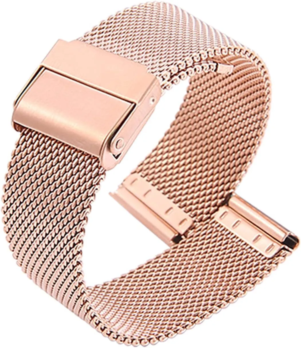 Wristbands for Men Women Compatible with Most Watches,Rose Gold,19mm Quick Release Watch Strap Stainless Steel score metabolism buddy preeminent Metal Strap Mesh Wristband Replacement Band Smart Watch 