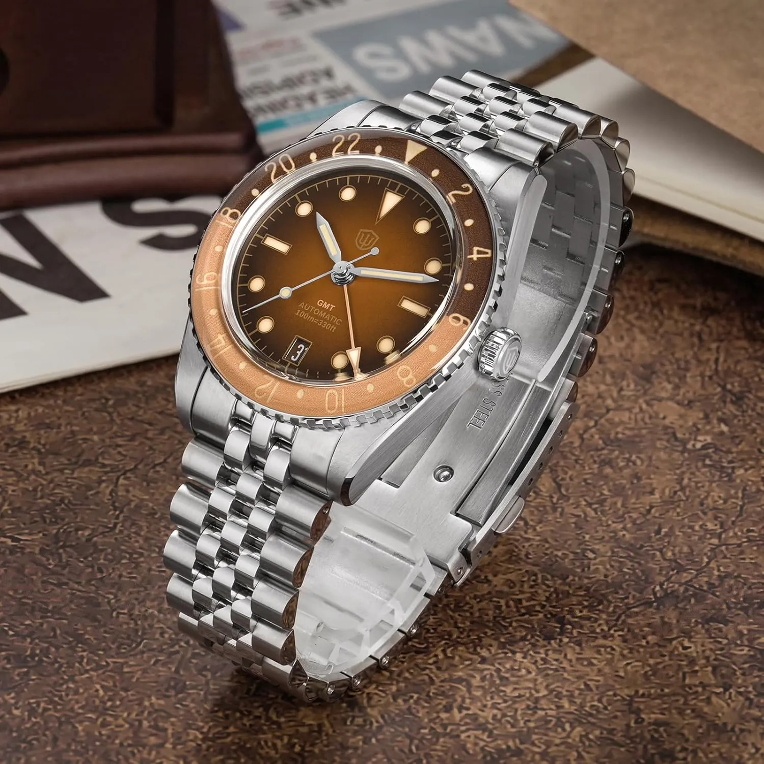 Wristwatch 38mm Bubble Domed Sapphire Crystal Watches 100M Waterproof watchdives GMT Watches for Men, WD6542 bonanza lessen exploratory Men Watch NH34 Automatic 