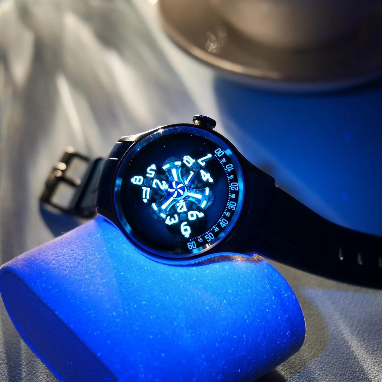 Wristwatch BLM-TRISOME Trisome Mechanical Automatic Watch Men's representative strand strap Planet Sub-dial Super Luminous Blue Nightlight Rubber Waterproof 