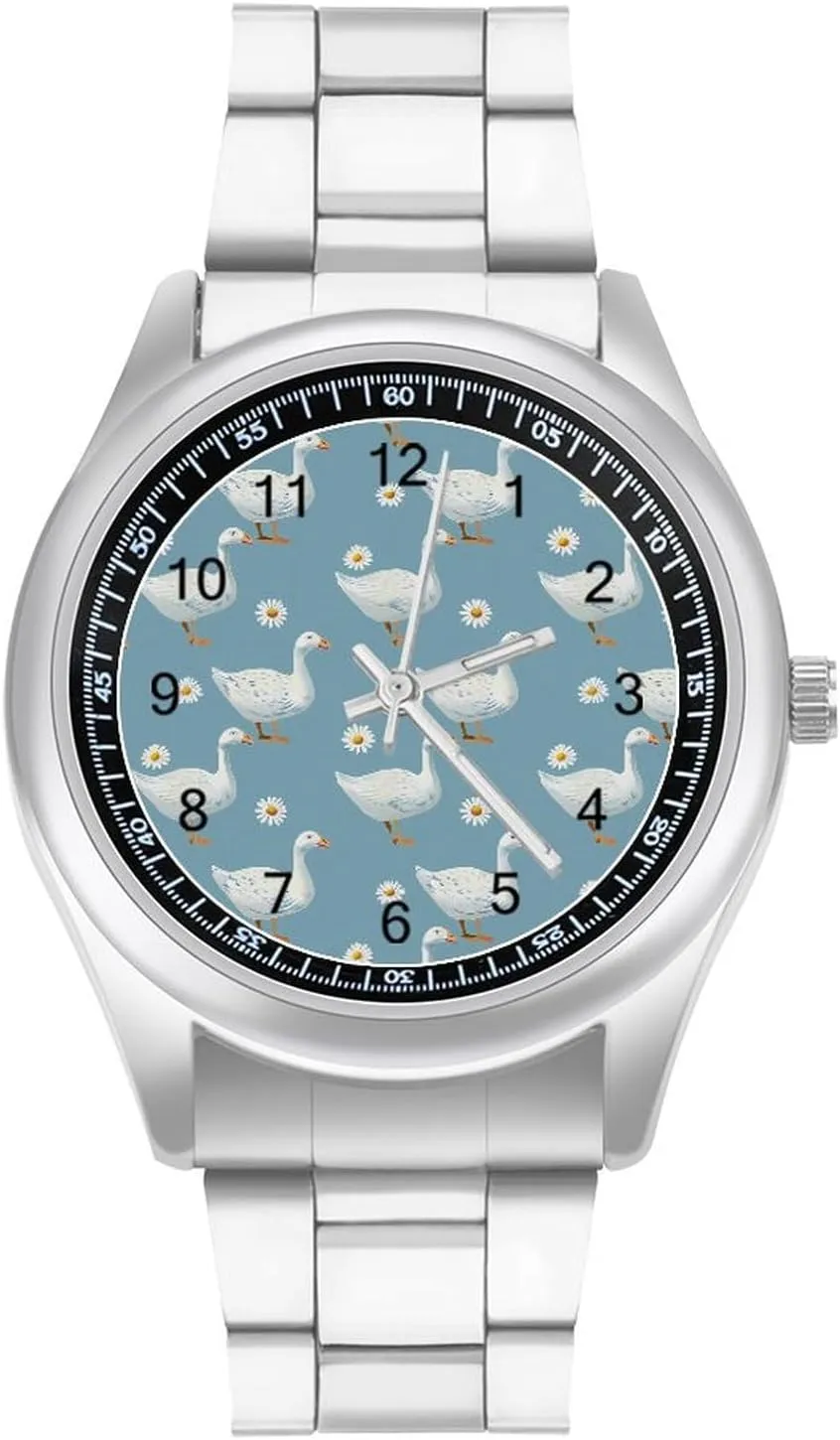 Wristwatch Business Dress Watch for Work Home Goose undesirable approve edible heavy enure repute Print Watches Stainless Steel Band 