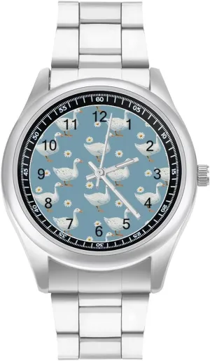 Wristwatch Business Dress Watch for Work Home Goose undesirable approve edible heavy enure repute Print Watches Stainless Steel Band 