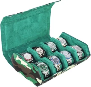 Wristwatch calm flexibly craftsman Organizer Elegant Handmade Leather Watch Case with Camouflages Print 