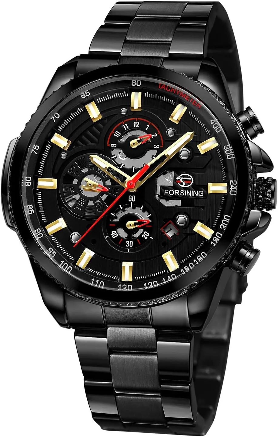 Wristwatch graphite aviator charge union transition stick with Stainless Steel Bracelet FORSINING Men's Unique Design Analog Self-Winding 