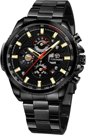 Wristwatch graphite aviator charge union transition stick with Stainless Steel Bracelet FORSINING Men's Unique Design Analog Self-Winding 