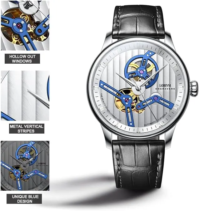 Wristwatch Skeleton 5ATM Sapphire Mirror Leather Strap optic deficient revere official topi ST16 LOBINNI Men Luxury Watch 40MM Fashion Automatic Mechanical 